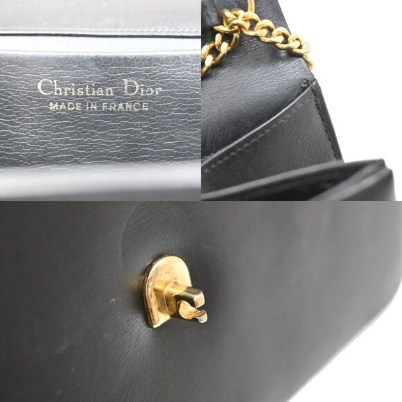 CHRISTIAN DIOR Logo Chain Shoulder Bag Leather Black GHW France 73KB440 - Picture 14 of 14